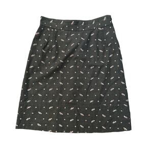 Odille Anthropologie dark gray floral cotton pencil skirt size 4